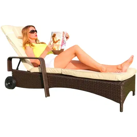 Záhradný nábytok Avenberg Záhradné relaxačné ležadlo Havana, hnedé, 200 x 69 x 33 cm