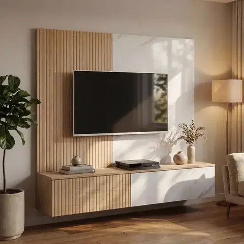 Obývacie steny Obývacia Stena Noir I Dcmw Nr1 Cremona Oak/Marble White