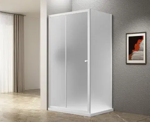 Sprchové dvere AQUALINE - UGGA obdĺžniková sprchová zástena 1000x900, Brick sklo, biela AWS100-02