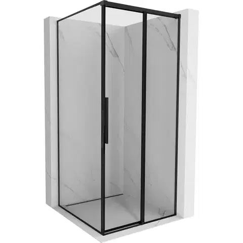 Sprchovacie kúty MEXEN/S - Rox sprchovací kút posuvný pravá 90 x 90, čierna okraj, čierna 8C2-090-090-70-70-P