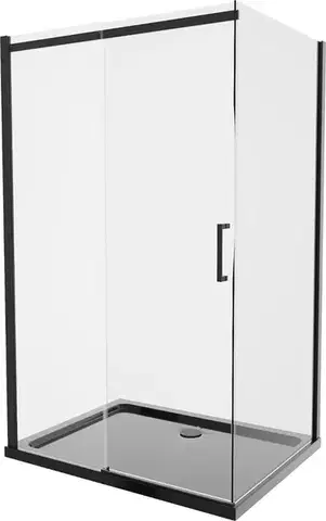 Vane MEXEN/S - Omega sprchovací kút 100x90, transparent, čierna + čierna vanička so sifónom 825-100-090-70-00-4070B