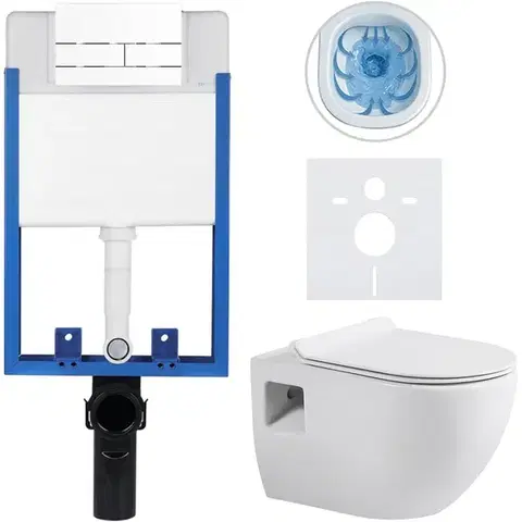 Záchody CERANO - Kompletný WC set Profi/Dure - biela lesklá - WC tlačidlo Line/Biela - na zamurovanie - 51x35 CER-8050BD84286