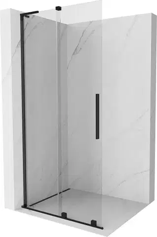 Sprchové dvere MEXEN/S - Velar L Sprchová zástena posuvná Walk-in 90 x 200, transparent 8 mm, čierna 871-090-003-03-70