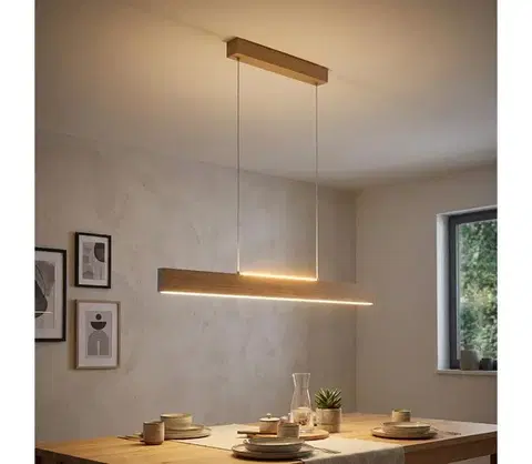 Svietidlá Eglo 39344 - LED závesné svietidlo na lanku CLIMENE LED/17W/230V + LED/4,2W dub 39344