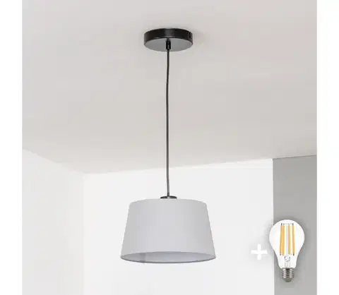 Svietidlá BRILAGI - LED luster na lanku CERIA 1xE27/40W/230V pr. 25 cm sivý BG3987+EG781033