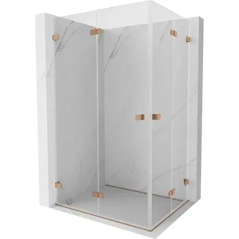 Sprchovacie kúty MEXEN/S - Lunar-F Duo sprchovací kút skladacie dvere 100 x 90, transparent, meď kartáčovaná 836-100L-090P-65-00