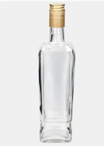 Shakery Kinekus Fľaša na alkohol sklo 700ml  (uzáver na závit  zlaty/čiery)