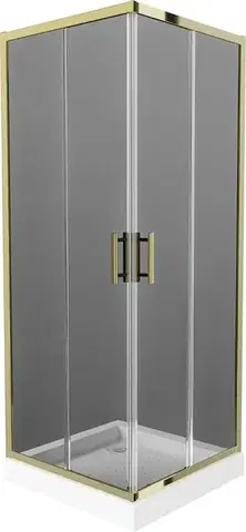 Vane MEXEN/S - Rio sprchovací kút štvorec 80 x 80, grafit, zlato + vanička Rio vrátane výpuste 860-080-080-50-40-4510