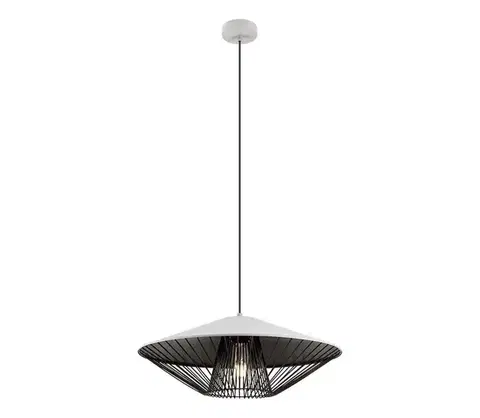 Svietidlá Redo 01-3008 - Závesný luster na lanku GRILL 1xE27/42W/230V pr. 49,5 cm čierny/biely 01-3008
