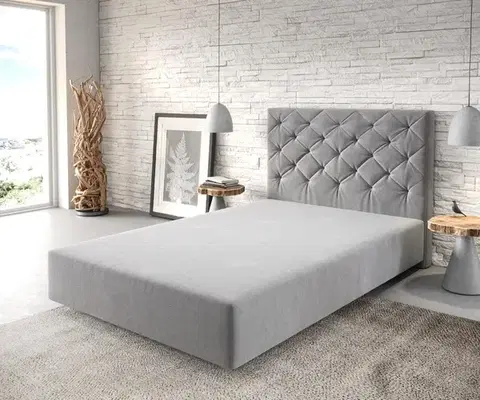 Rámy postelí DELIFE Boxspring posteľ Dream-Great mikrovlákno sivá 120x200 cm