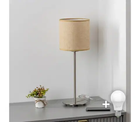 Lampy BRILAGI - LED stolná lampa NUBILA 1xE27/60W/230V svetlohnedá EG32512+BG1584