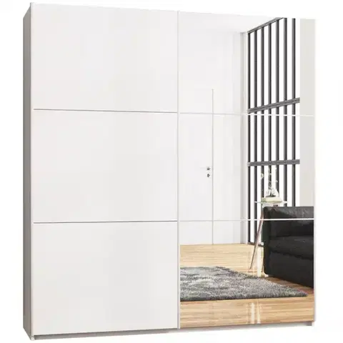 Šatníkové skrine Skriňa Vigo 200 cm biely/zrkadlo