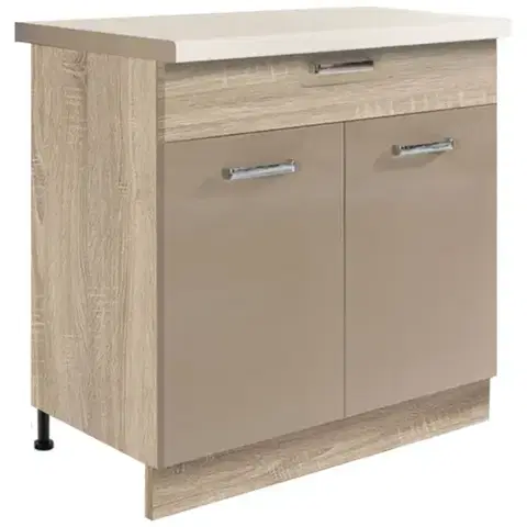 Kuchynské skrinky stojace Kuchynská skrinka Premio 6D sonoma/cappuccino lesk