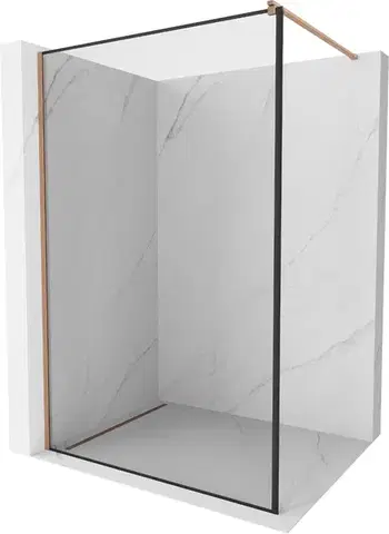 Sprchové dvere MEXEN/S - Kioto Sprchová zástena WALK-IN 60 x 200, čierny vzor 8 mm, meď kartáčovaná 800-060-101-65-70