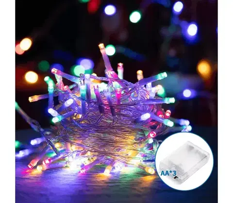 Vianočné dekorácie  B.V.  - LED reťaz 100xLED/3xAA 10,3m viacfarebná B10303KS0