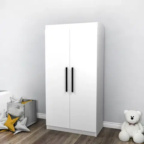 Šatňové skrine Šatníková skriňa Akser - White