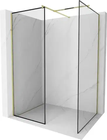 Sprchové dvere MEXEN/S - Kioto Sprchová zástena Walk-in 120 x 100, čierny vzor, zlatá 800-120-202-50-70-100