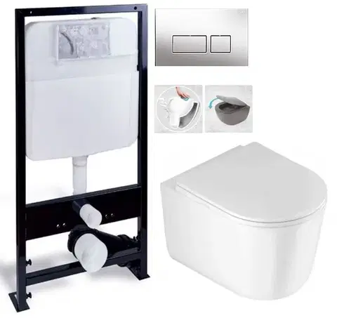 Závesné wc sety PRIM predstenový inštalačný systém s chrómovým tlačidlom 20/0041 + WC DEANTE Jasmin so sedadlom RIMLESS /VÍROVÉ SPLACH/ PRIM_20/0026 41 JA1