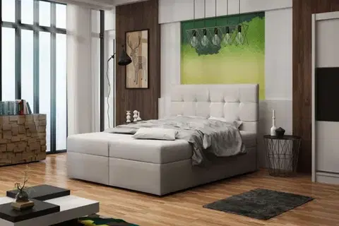 Manželské postele BONEMI 2 čalúnená manželská posteľ 180 x 200 cm, béžová COSMIC 10