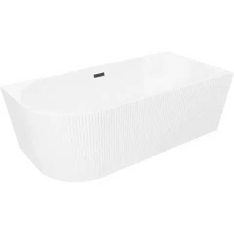 Vane MEXEN/S - Silo voľne stojaca rohová vaňa pravá reliéf 170 x 80, biela, sifón a prepad čierna 52891708000P-70