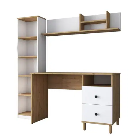 Konferenčné stolíky Pracovný stôl Hap Walnut and White
