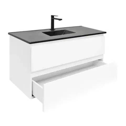 Kúpeľňový nábytok Kúpeľňová skrinka s keramickým umývadlom SAT B-Way 99x50x45 cm biela lesk BWAY2100WU4B2B BWAY2100WU4B2B