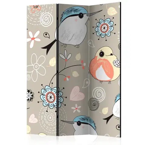 Paravány Paraván Natural pattern with birds Dekorhome