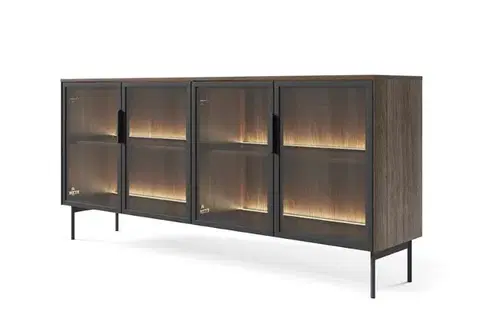 Nábytok ArtLas Komoda NAIRE 181 4D s LED osvetlením | dub dunin