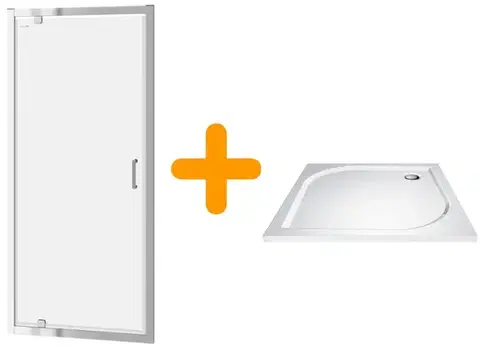 Vane CERSANIT/S - SPRCHOVÉ DVERE 80 TRANSPARENT SKLO + vanička S154-005-SET1