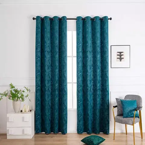 Závesy do spálne Záves na priechodkách Velvet PB2327/240G/M2/15 140x250 cm morská