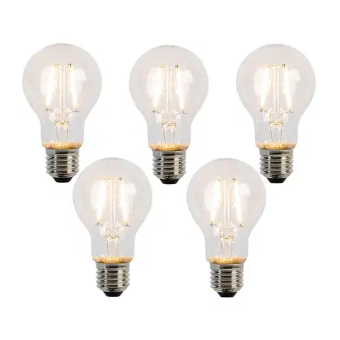 LED osvetlenie Sada 5 LED vláknových žiaroviek E27 A60 2W 210lm 2200K