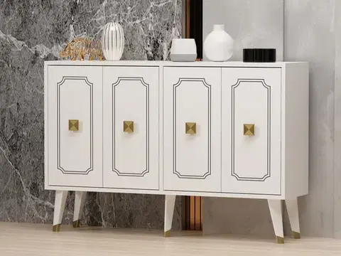Komody Konzolový stolík Roland - White, Gold