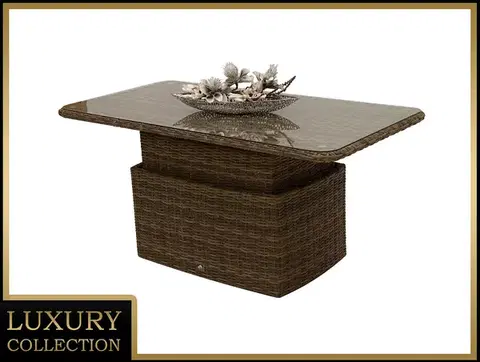 Stolčeky DEOKORK Ratanový stôl výsuvný jedálenský/odkladací 150 x 80 cm BORNEO LUXURY (hnedá)