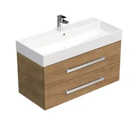 Kúpeľňový nábytok Kúpeľňová skrinka s umývadlom SAT Cube Way 100x47,5x46 cm dub Hickory CUBE461002DHSAT CUBE461002DHSAT