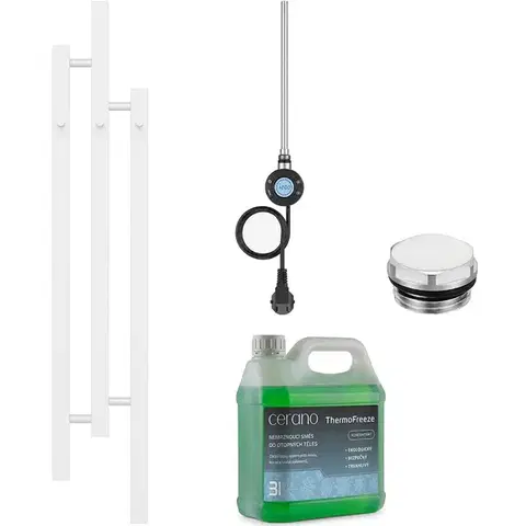 Doplnky do kúpeľne CERANO - Koupelnový elektrický radiátorový set Fabiano - WIFI - 300W - bílá lesklá - 1200x220 mm CER-095535