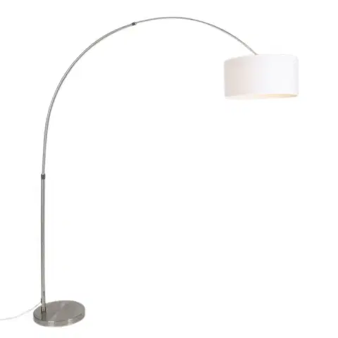 Oblúkové lampy Oblúková lampa oceľový tienidlo z látky biele 50/50/25 nastaviteľná - XXL