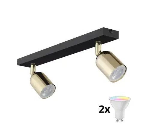 Svietidlá  LED RGBW Stmievateľné bodové svietidlo TOP 2xGU10/6,5W/230V 2700-6500K čierna/zlatá TK5617+2xAI0589