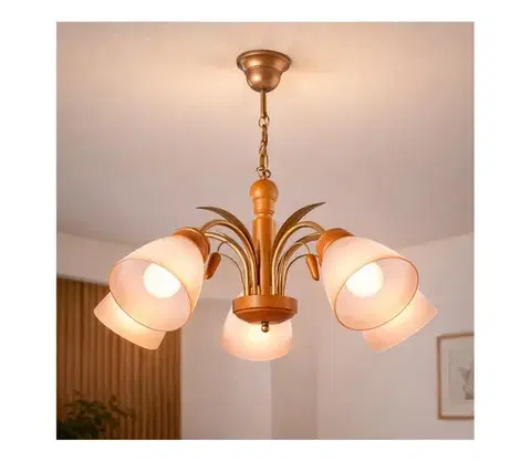 Svietidlá  Luster na reťazi TULIPAN 5xE27/60W/230V buk LM 5.24
