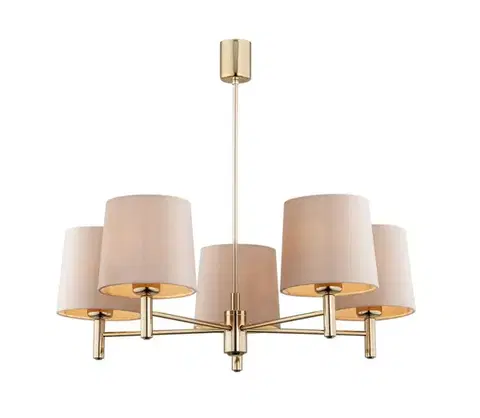 Svietidlá Argon 2105 - Luster na tyči PONTE 5xE27/15W/230V mosadz/béžová 2105