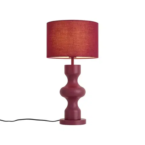 Stolné lampy Retro Table Lamp Plum with Fabric Shade - Captain