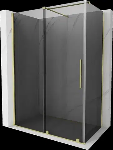 Sprchovacie kúty MEXEN/S - Velár sprchovací kút, posuvné dvere 160 x 100, grafit, zlato kartáčovaná 871-160-100-41-55