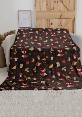 Deky MKLozkoviny.sk Deka mikroplyš Exclusive 150 × 200 cm – Jesenný les tmavo hnedý