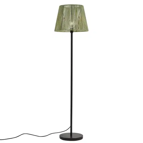 Vonkajšie stojanové svietidlá Vonkajšia stojaca lampa čierna so zeleným lanovým tienidlom IP44 - Virginia Jayla