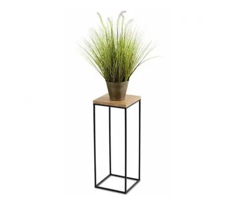 Stojany na kvetiny HowHomely Stojan na kvety Basic Loft 60 x 24 cm čierna / hnedá