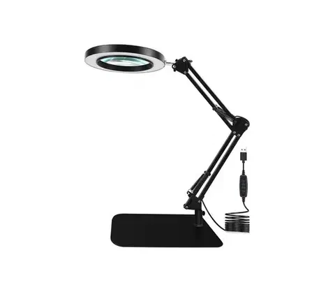 Lampy  LED Stmievateľná stolná lampa s lupou LED/11W/5V čierna P359A