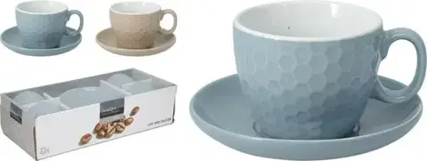 Hrnčeky a šálky Kinekus Šálka s podšálkou 200 ml 4+4 sada kameninová, mix farieb