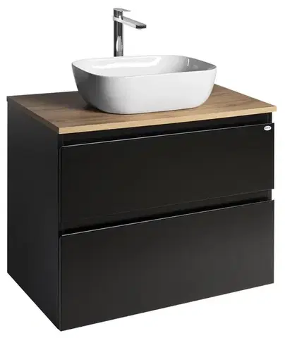 Kúpeľňový nábytok AQUALINE - ALTAIR skrinka s doskou 78,5 cm, čierna mat/dub emporio AI680-01