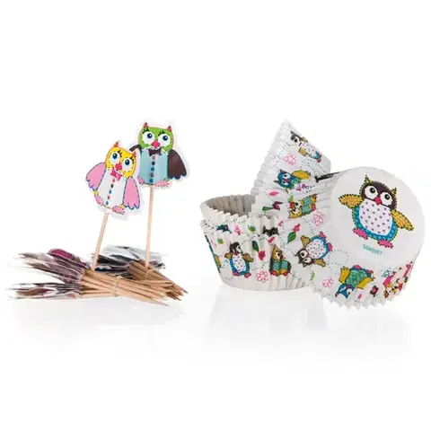Dekorácie a bytové doplnky Formičky na muffiny Owls 11,5 cm 24 + 24 ks