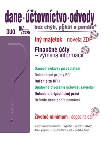Dane, účtovníctvo DUO 10/2025 – Iný majetok podľa ZDP, Daňové výdavky - Autorský kolektív