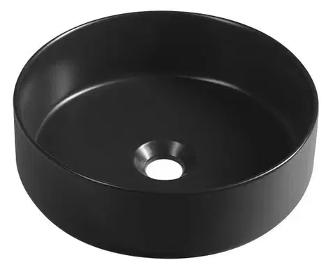 Umývadlá ISVEA - INFINITY ROUND keramické umývadlo na dosku, priemer 36cm, čierna mat 10NF65036-2N